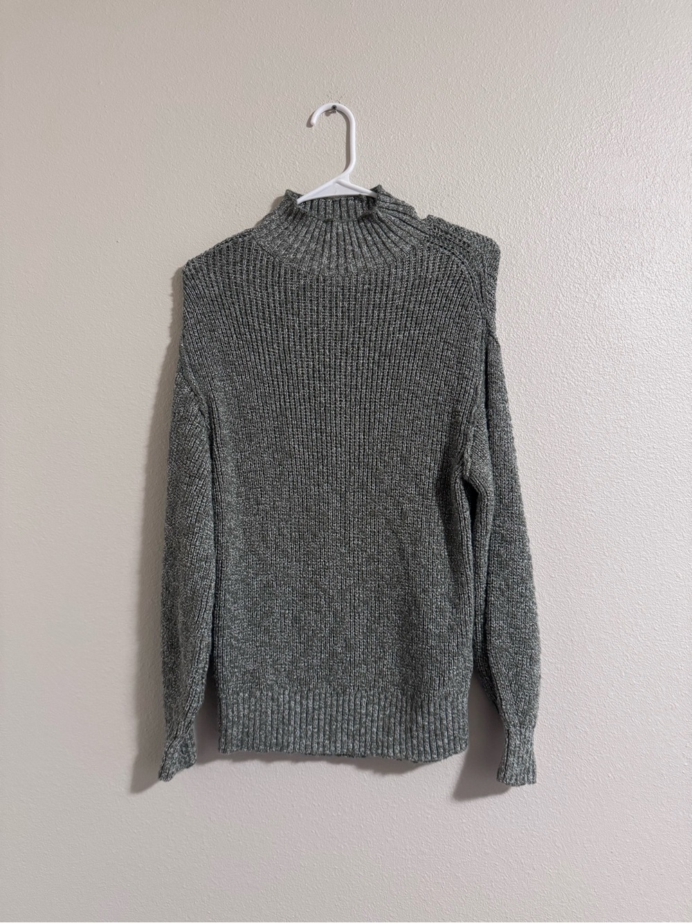 aerie Gray Ribbed Mock Neck Sweater